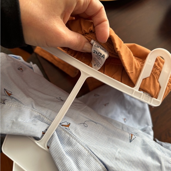 Carters paper plane button down shirt matching orange pants nwt size 2 - Picture 5 of 5